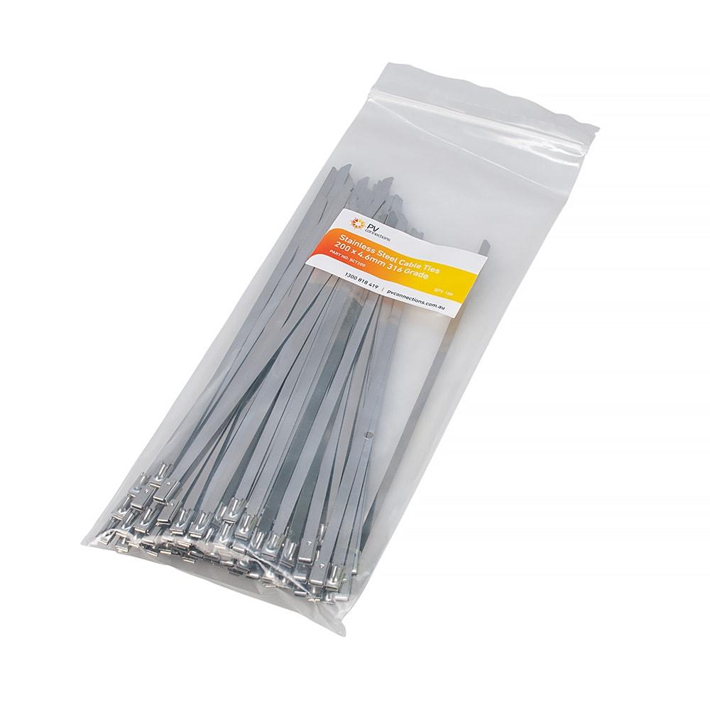 100Pcs 304#Stainless Steel Cable Ties 4.6mm Heavy Duty Self Locking Cable Zip Tie Multi Purpose Metal Exhaust Wrap Locking Ties