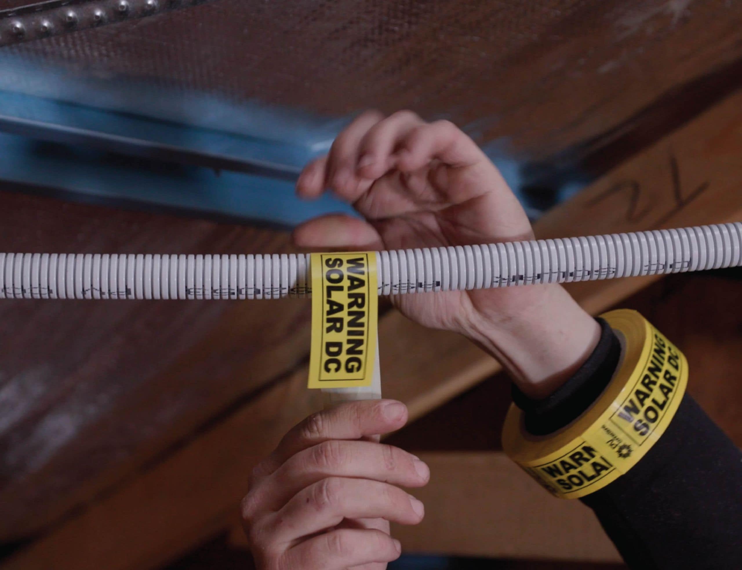 Dc's Warning Sticker DC Warning Tape 50mt Roll Adhesive - PV Connections