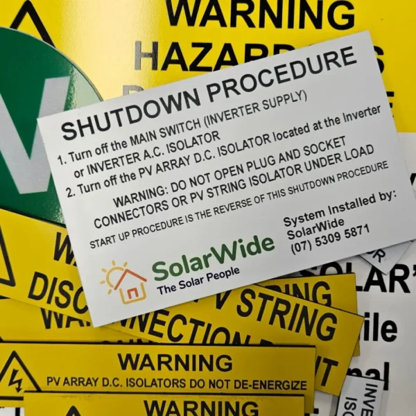 CUSTOM Disconnection Point – Solar Label Kit- Engraved Logo Solar Wide The Solar People