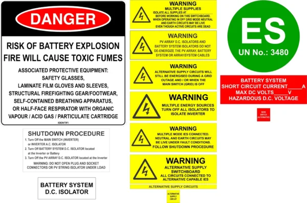 Battery Storage System Label Kit – AC Coupled