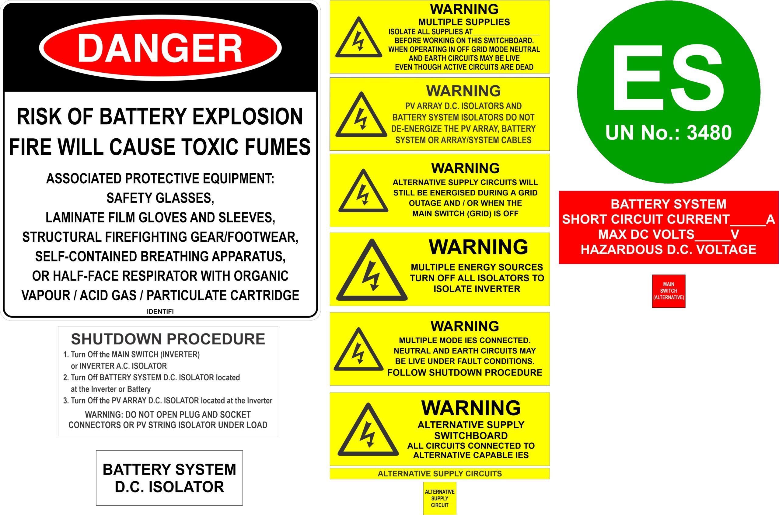 Battery Storage System Label Kit – AC Coupled